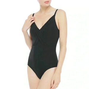 New $187 JETS Jessica Allen Crossover Swimsuit One Piece Black Sz 6
